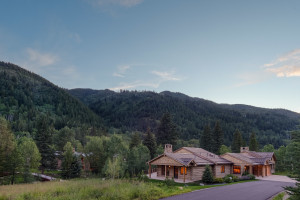 The guesthouse is perched on a hill above the main house.