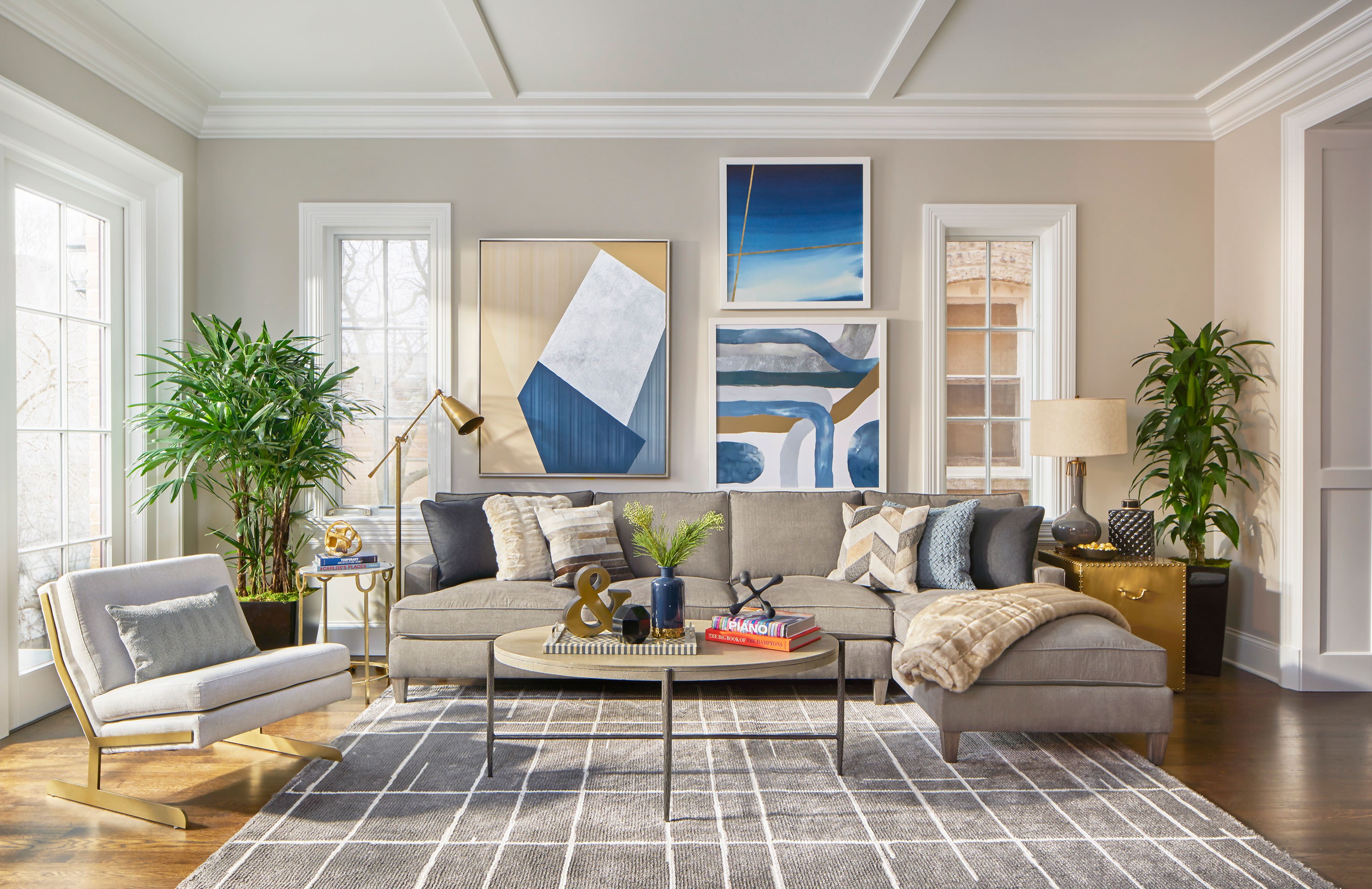 “Selecting artworks is subjective, but I choose to follow a general color scheme. Art should complement the room and furniture without appearing too matchy.”